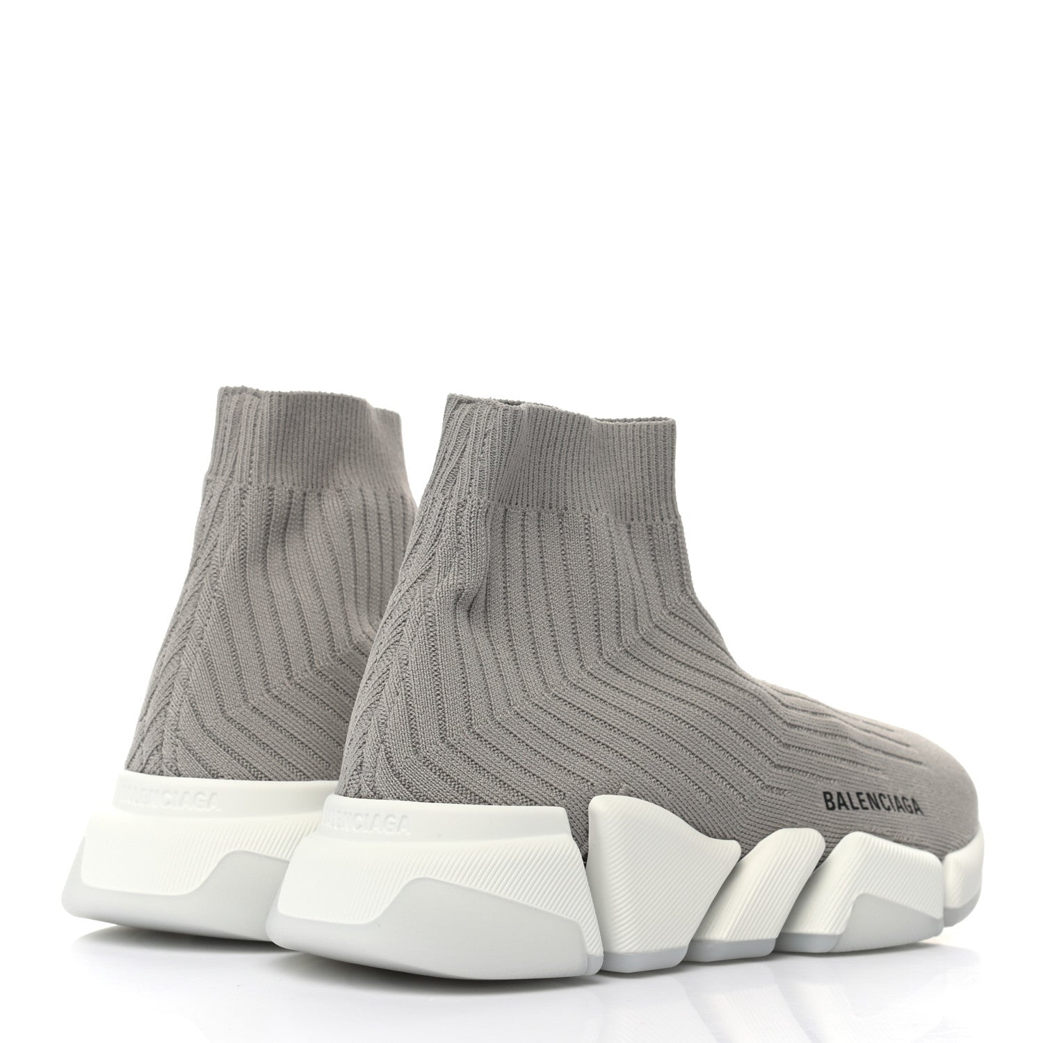 Balenciaga Ribbed Knit Womens Speed 2.0 Transparent Sole Sneakers 38 Baltic Grey White 4 of 7