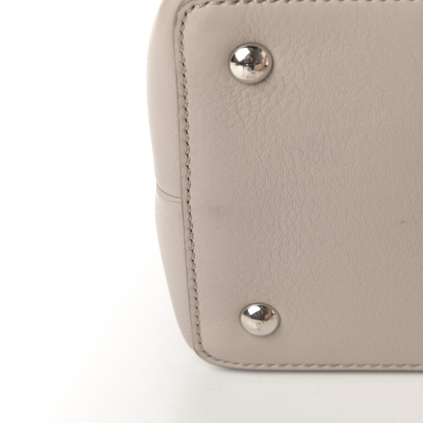 Vitello Dolce Fox Goat Bi-Color Sad Eyes Mirror Charm Petite 2Jours Tote Grigio Polvere Black