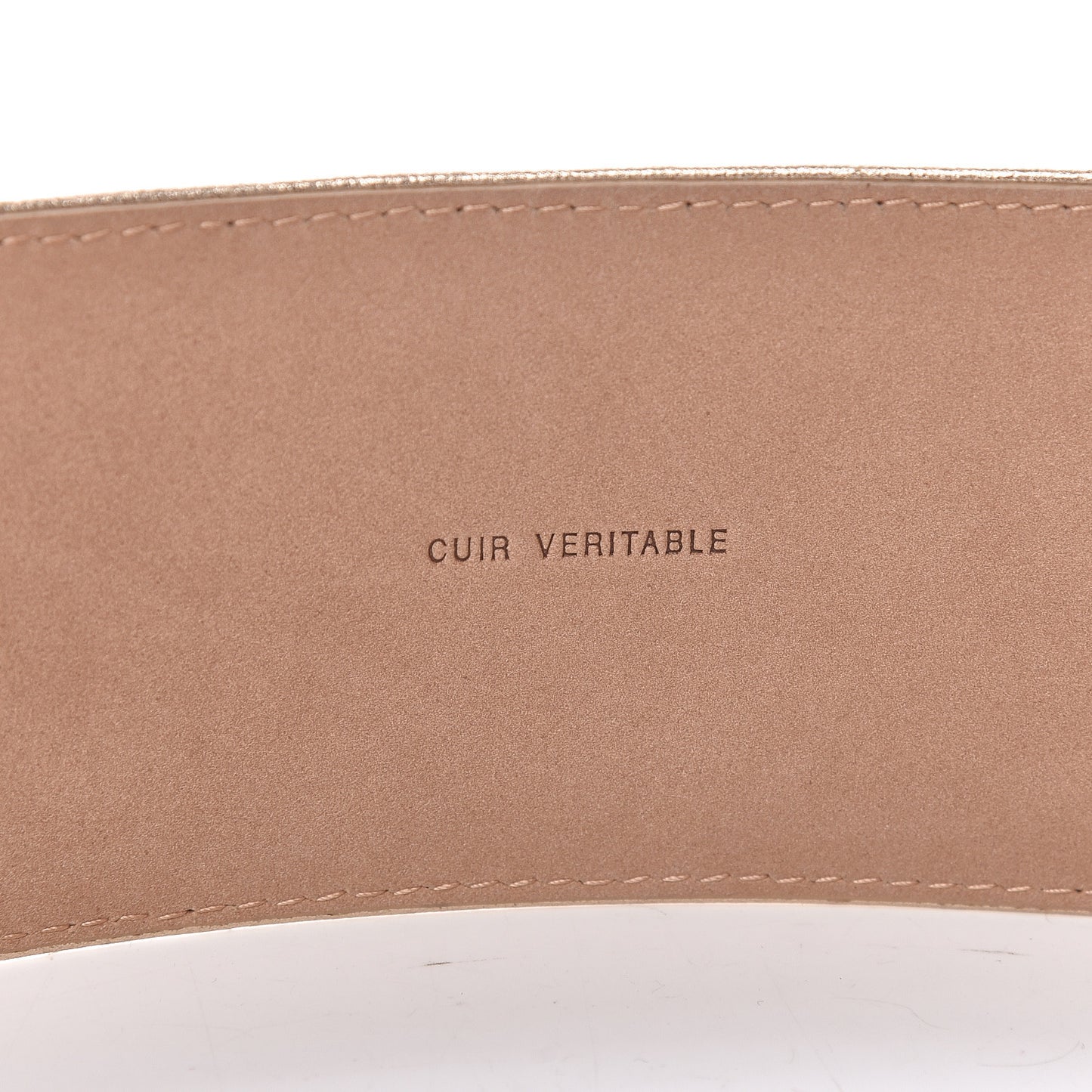 Metallic Lambskin CC Buckle Wide Belt 70 28 Gold