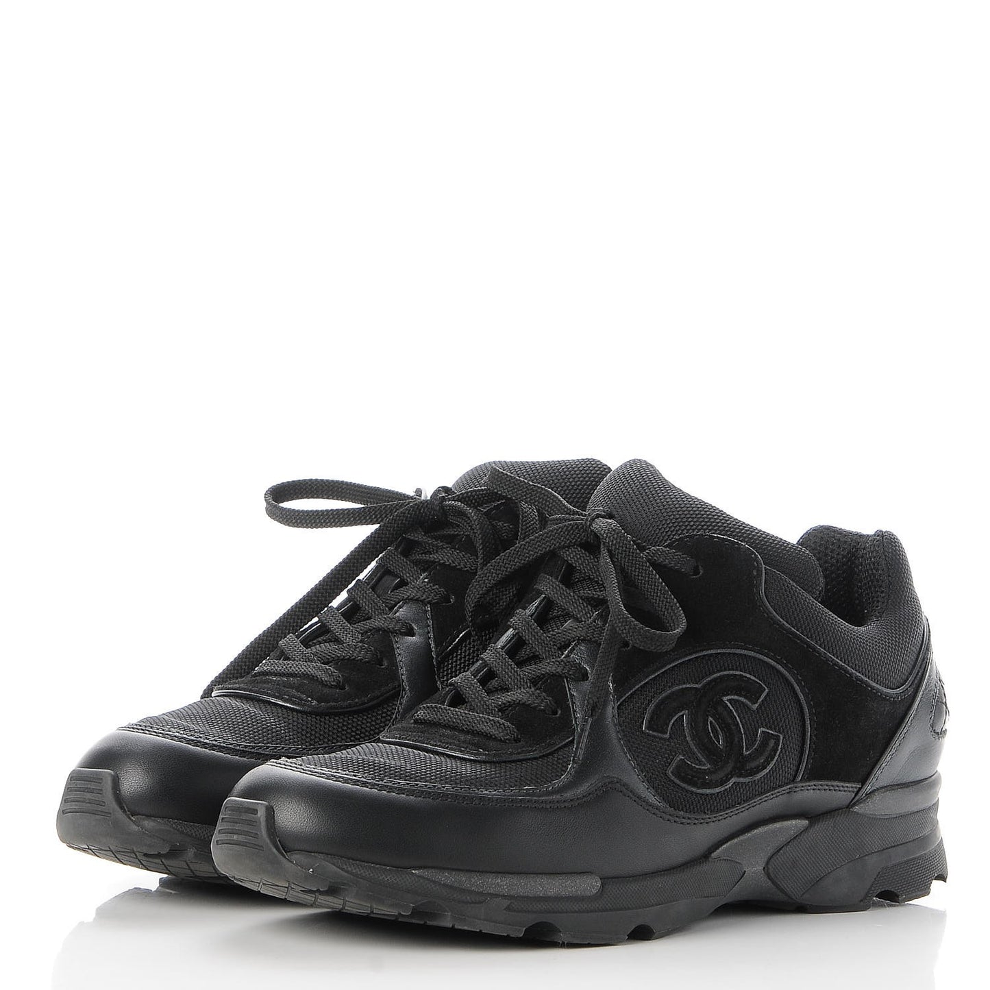 Suede Calfskin CC Sneakers 38 Black