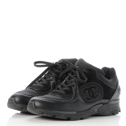 Chanel Suede Calfskin CC Sneakers 38 Black 3 of 8