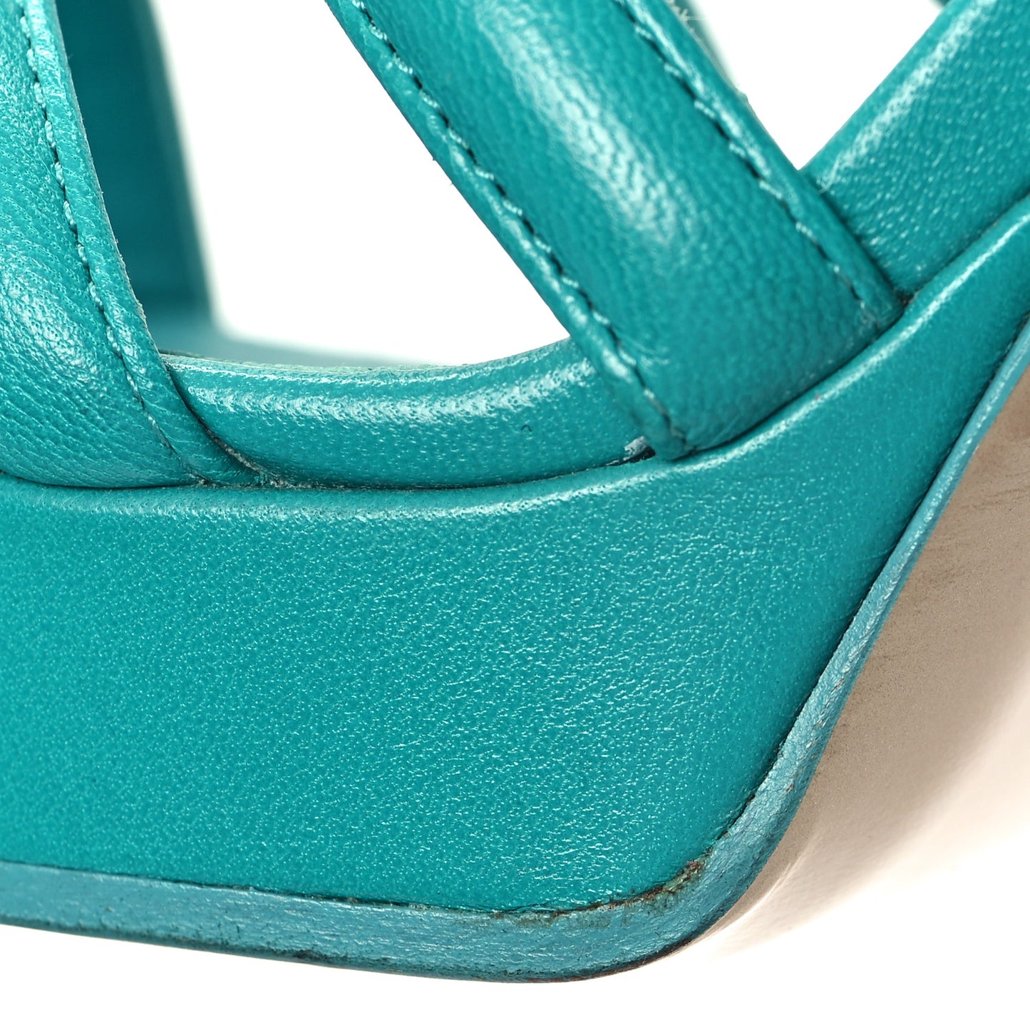 Goatskin Parthenon Platform Sandals 39.5 Turquoise