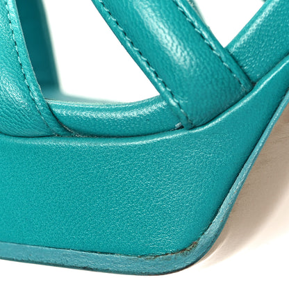 Chanel Goatskin Parthenon Platform Sandals 39.5 Turquoise 8 of 9