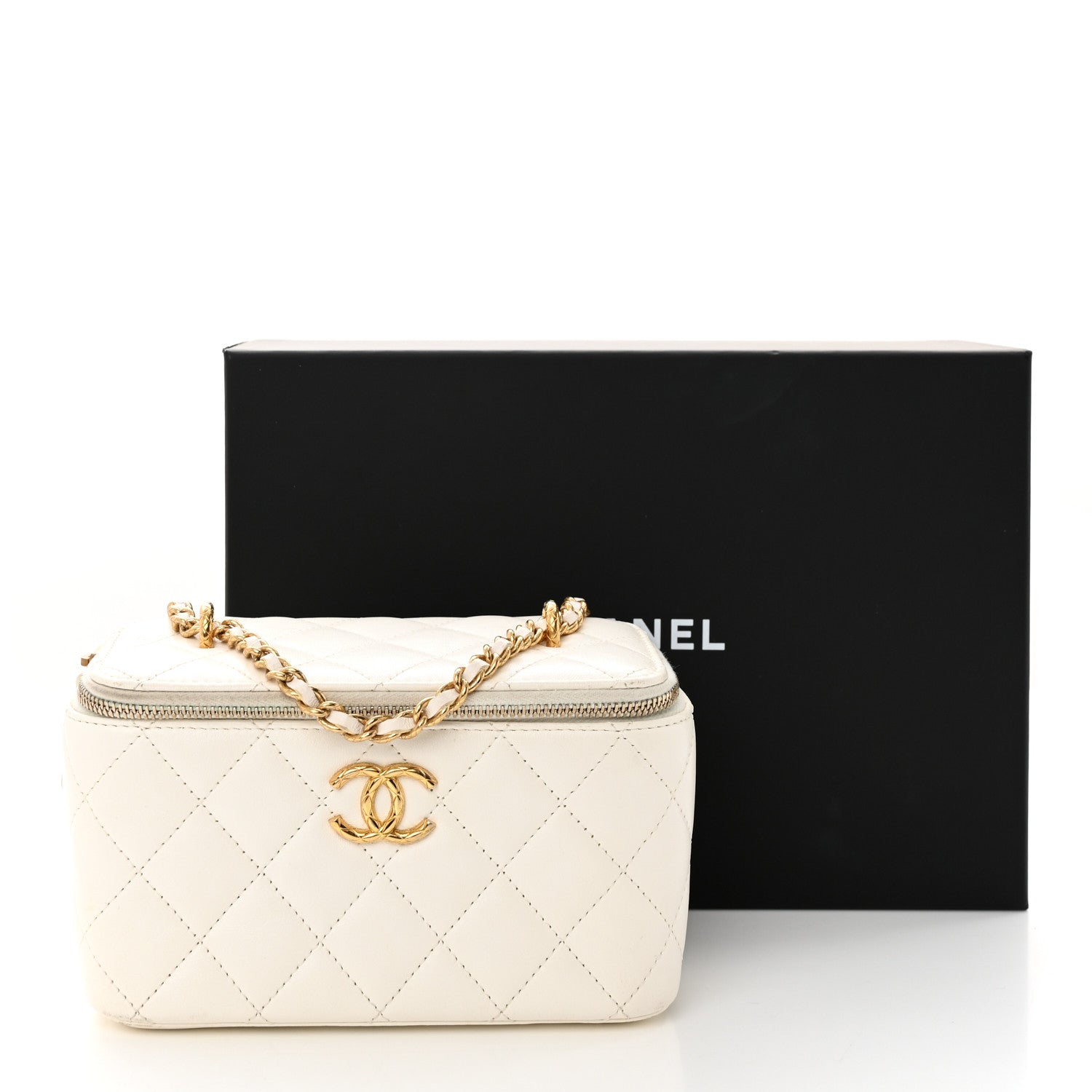 Chanel Lambskin Quilted Small CC Dynasty Vanity Case With Chain White 15 of 15