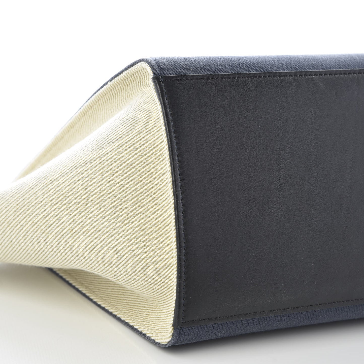 Smooth Calfskin Linen Small Tri-Color Trapeze Black Navy Blue
