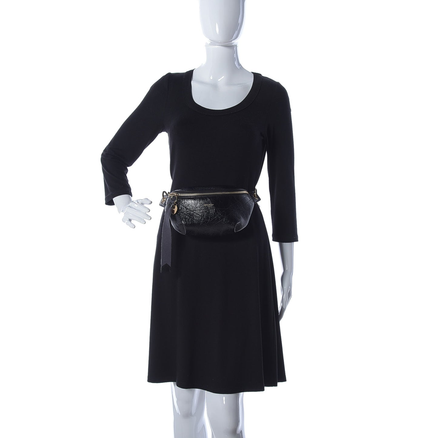 Crackle Calfskin ID Belt Bag Black