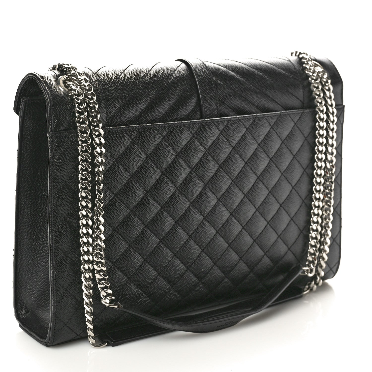 Saint Laurent Grain De Poudre Textured Mixed Matelasse Large Triquilt Monogram Satchel Black 3 of 11