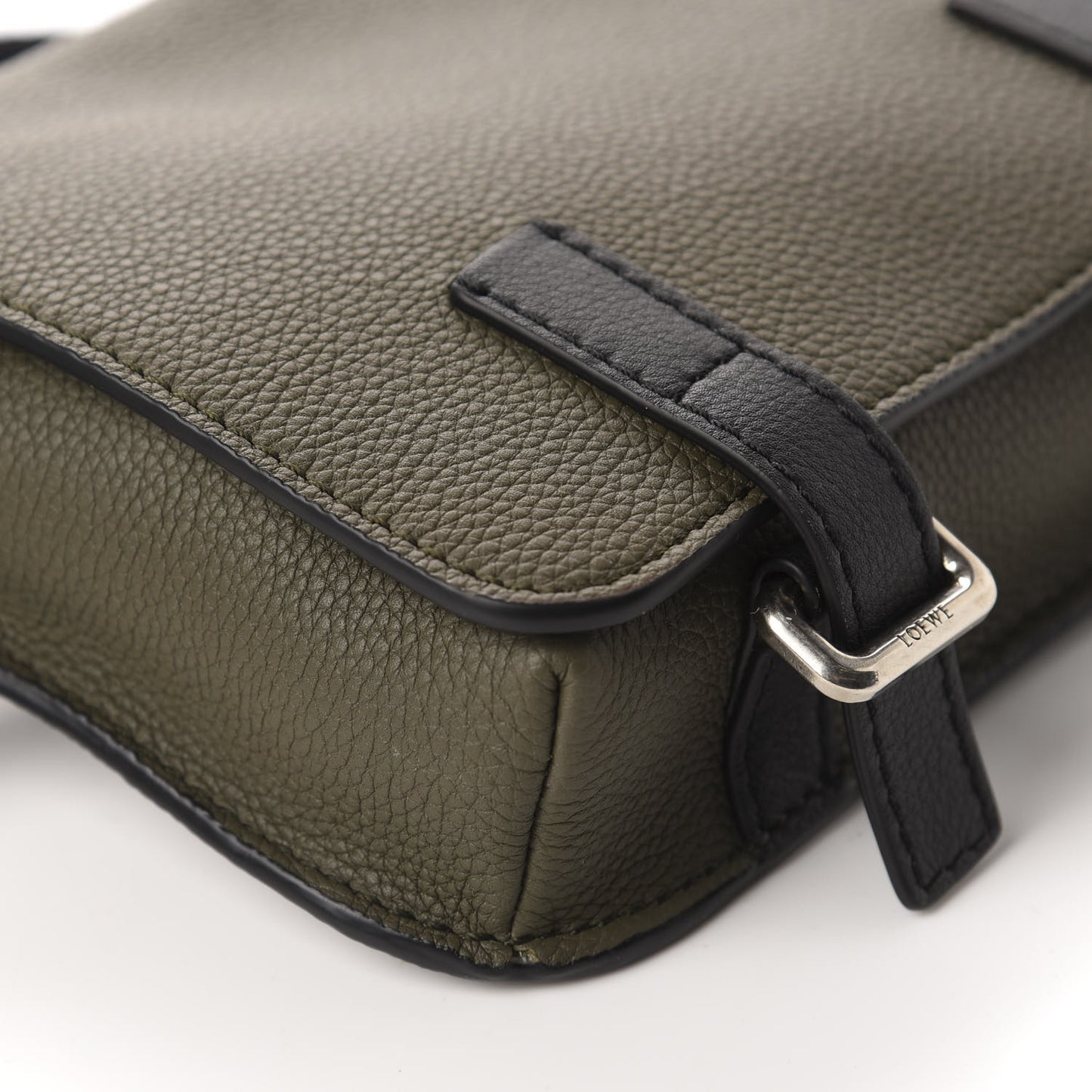Grained Calfskin Military Bumbag Khaki Green Black