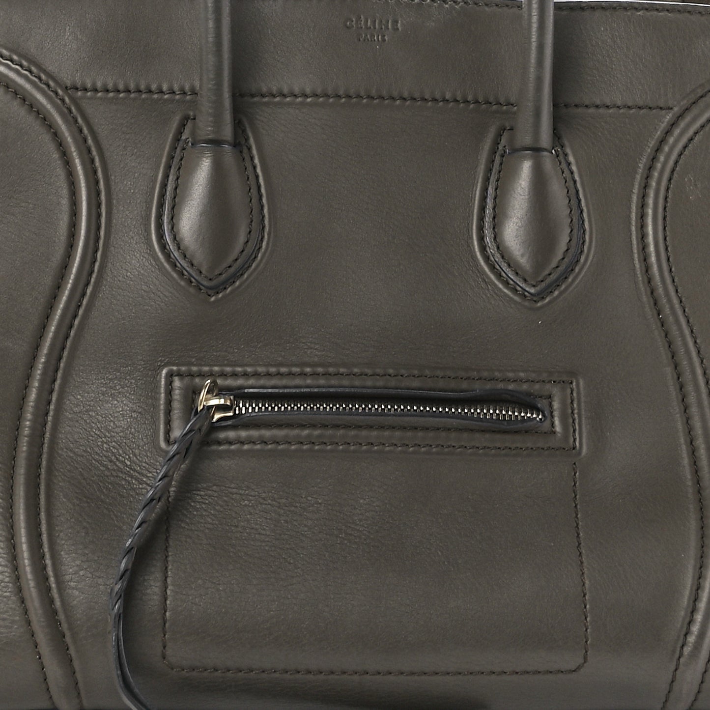 Supple Calfskin Medium Phantom Luggage Khaki Cobalt Trim
