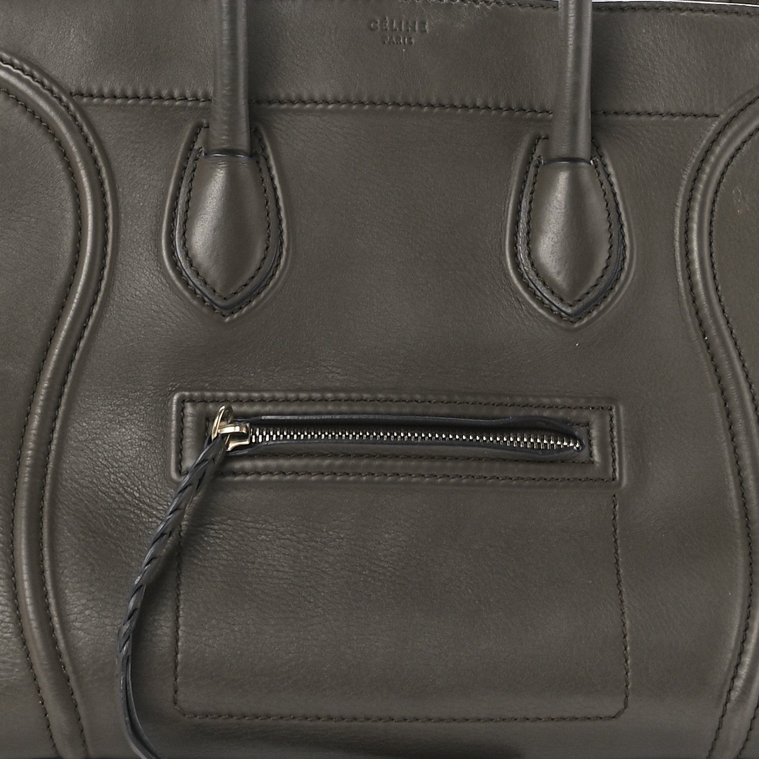 Celine Supple Calfskin Medium Phantom Luggage Khaki Cobalt Trim 9 of 12