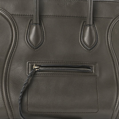 Celine Supple Calfskin Medium Phantom Luggage Khaki Cobalt Trim 9 of 12
