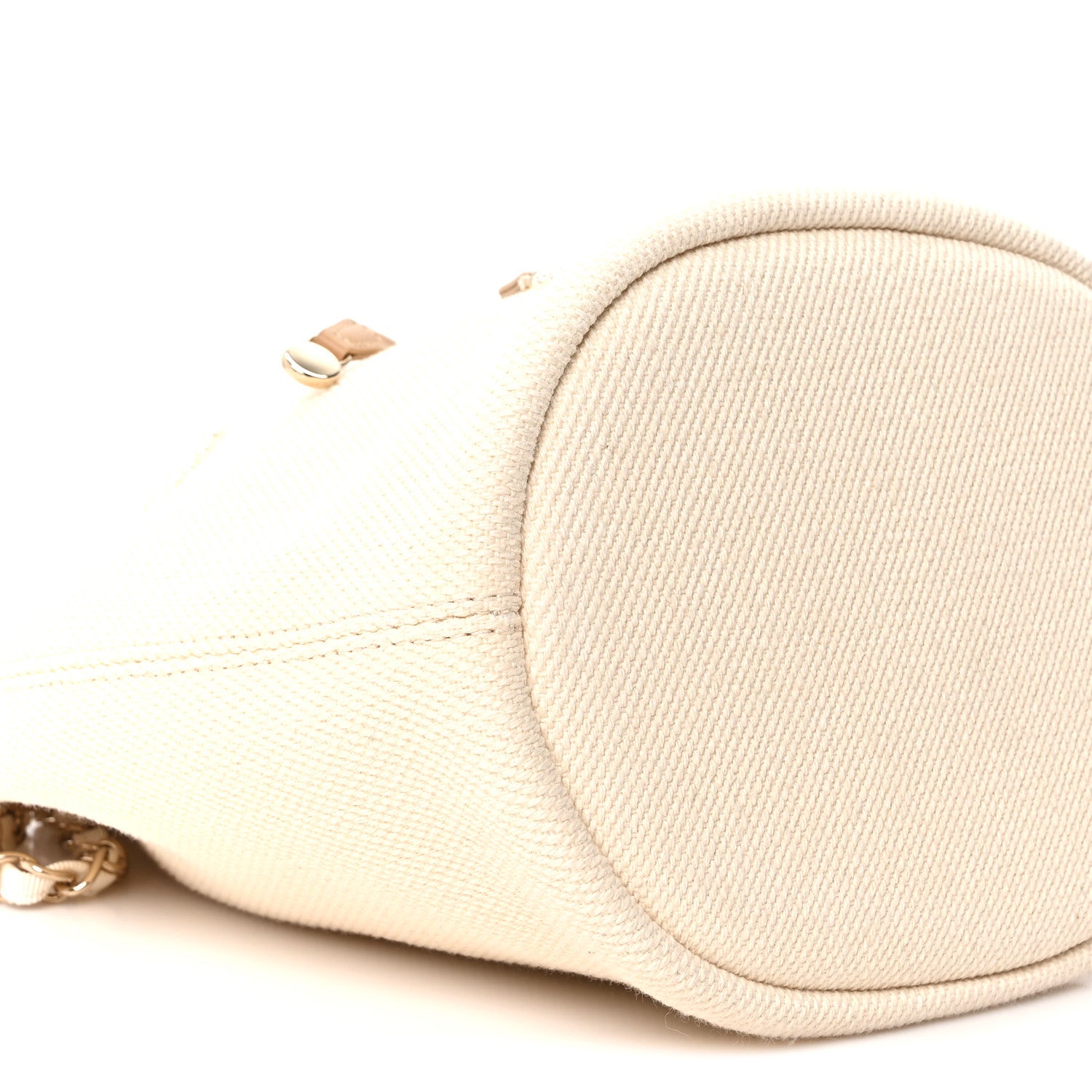 Chanel Canvas Pearl Deauville Drawstring Bucket Bag Ecru Beige 9 of 10