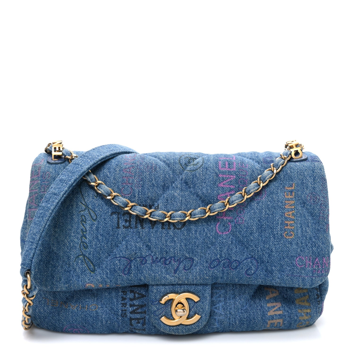Chanel Denim Quilted Denim Large Mood Flap Blue Multicolor 1 of 10