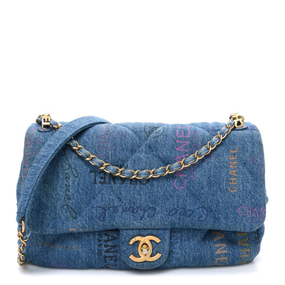 Chanel Denim Quilted Denim Large Mood Flap Blue Multicolor 1 of 10