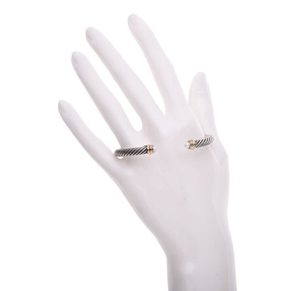 David Yurman Sterling Silver 14K Yellow Gold Pearl 5mm Cable Classics Petite Color Bracelet 3 of 6