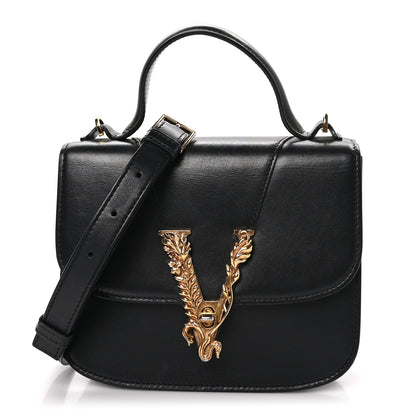 Versace Vitello Barocco Virtus Small Top Handle Shoulder Bag Black 1 of 10