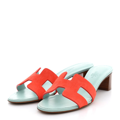 Hermes Suede Goatskin Oasis Sandals 37.5 Rose Sorbet 3 of 10