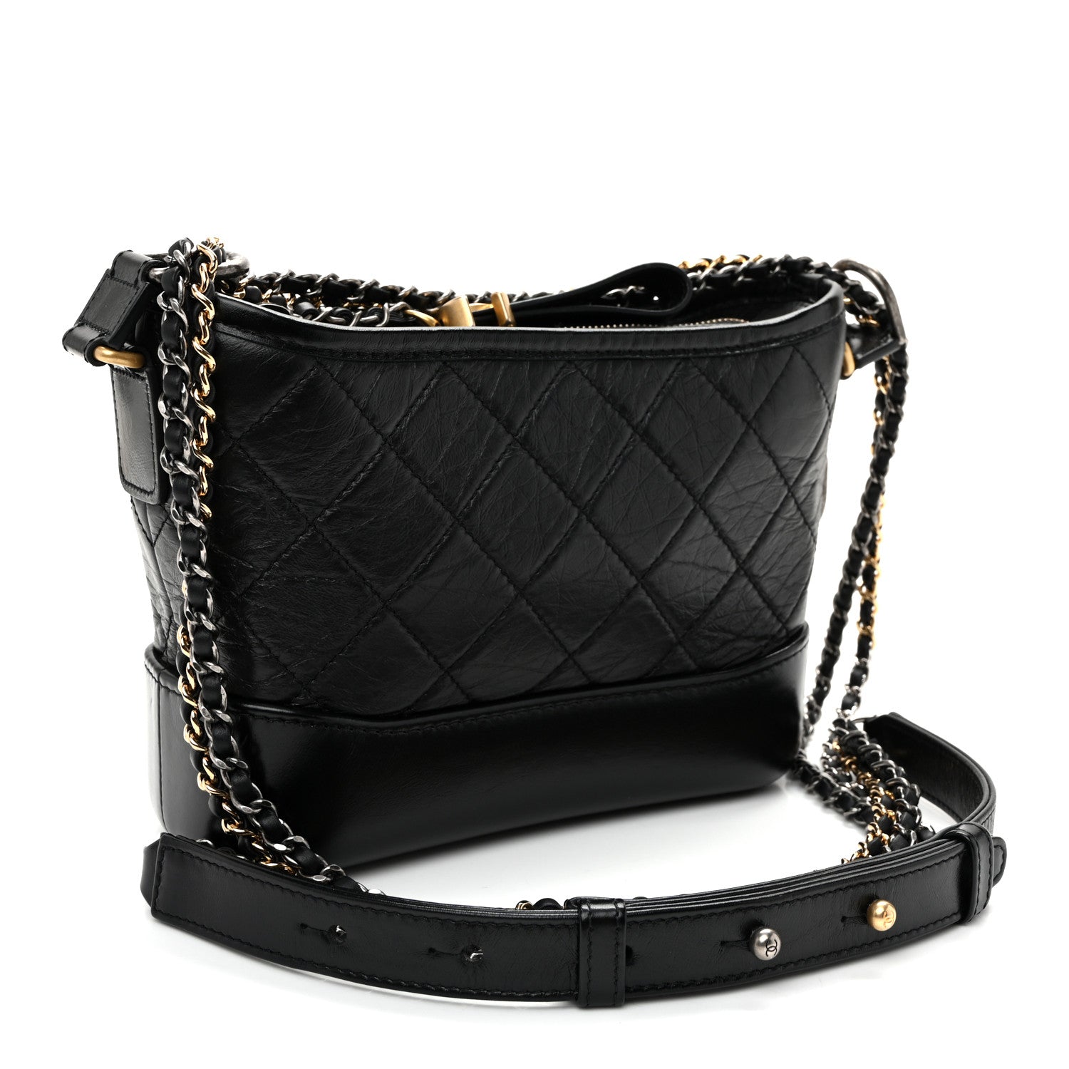 Chanel Aged Calfskin Quilted Small Gabrielle Hobo Black 3 of 10