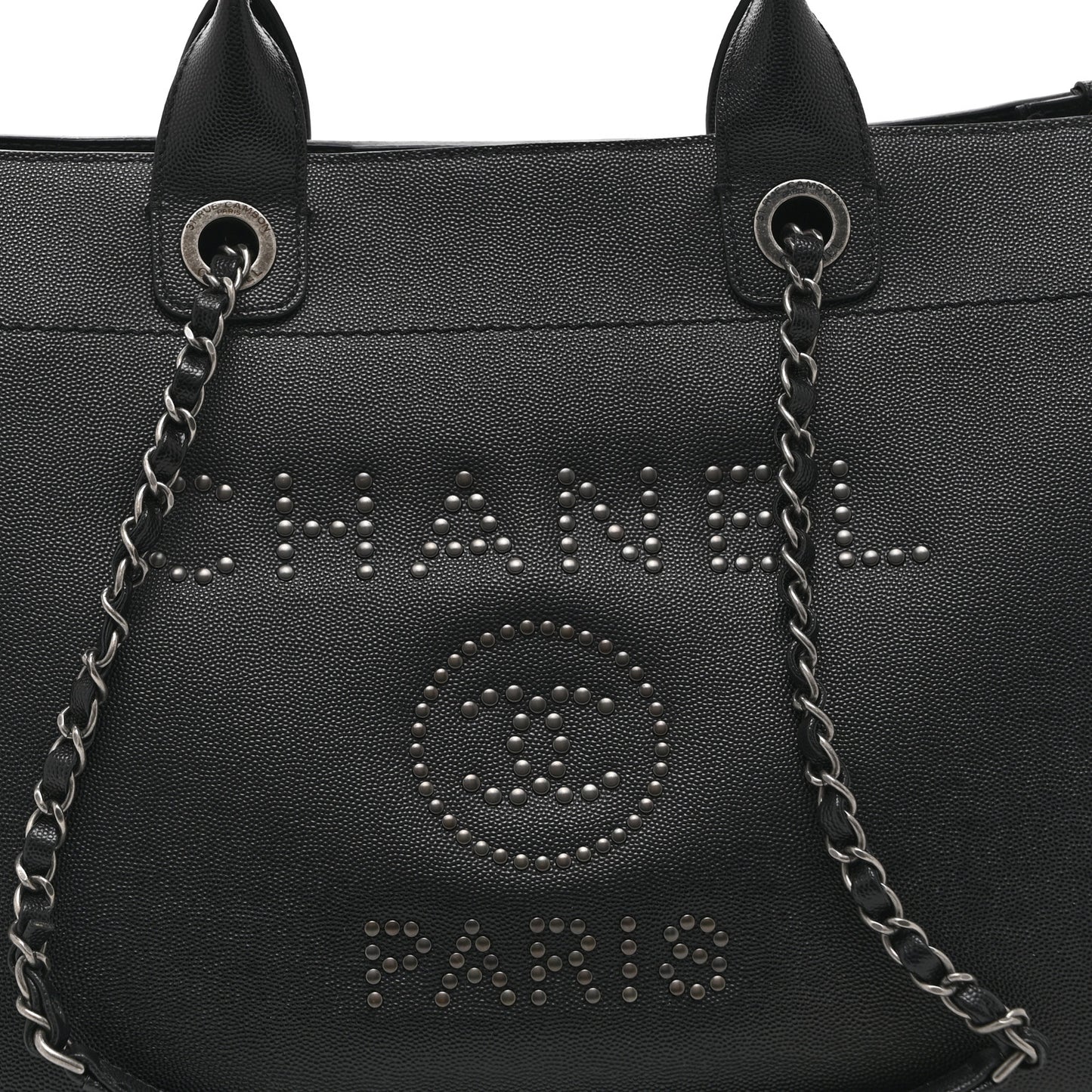 Caviar Small Studded Deauville Tote Black