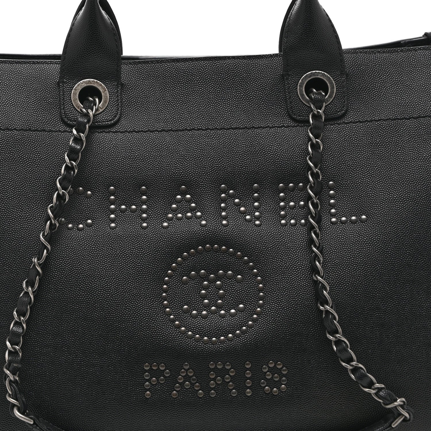 Chanel Caviar Small Studded Deauville Tote Black 8 of 10