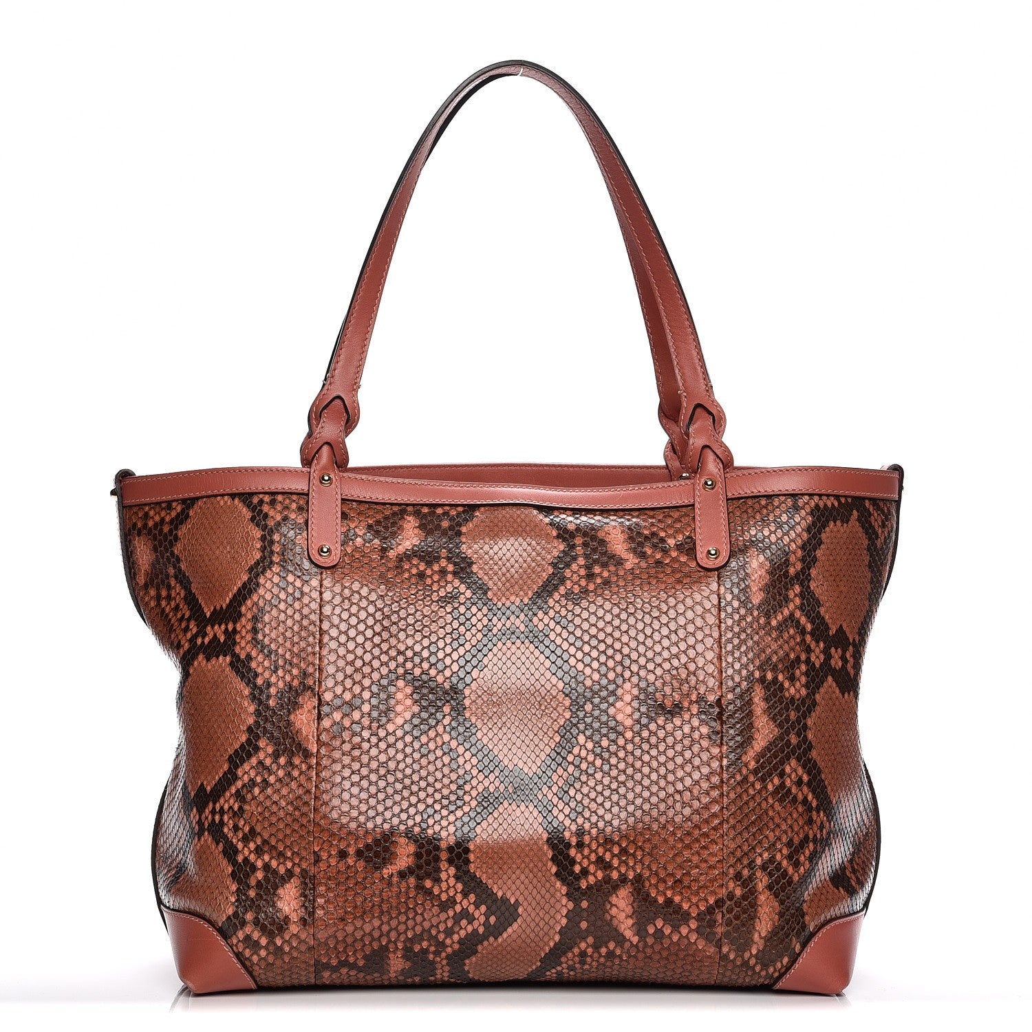 Gucci Python Medium Craft Tote Coral 1 of 12