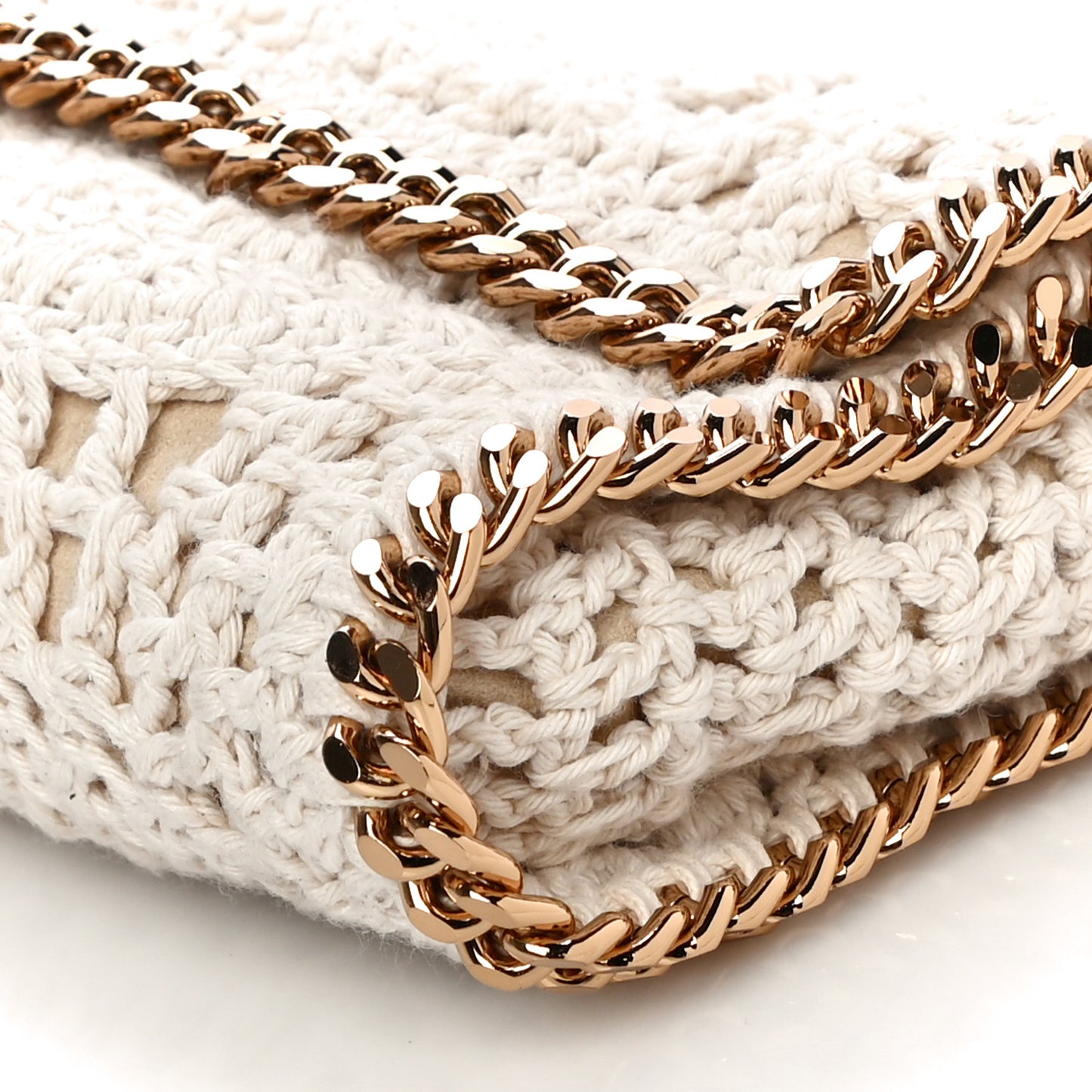 Cotton Crochet Falabella Crossbody Bag White
