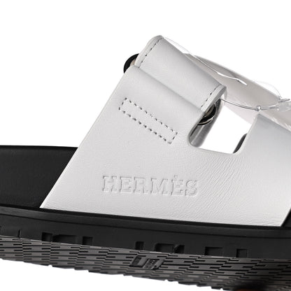 Hermes Calfskin Womens Chypre Sandals 37.5 White 8 of 13