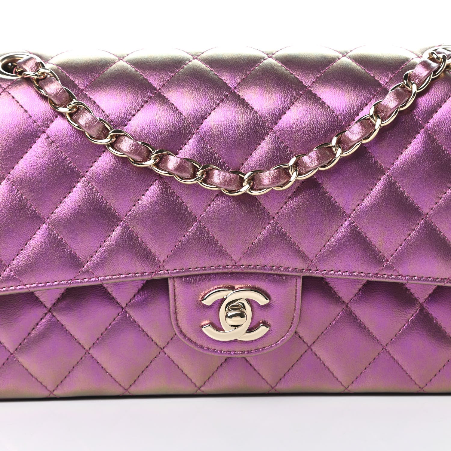 Chanel Iridescent Lambskin Quilted Medium Double Flap Purple 8 of 11