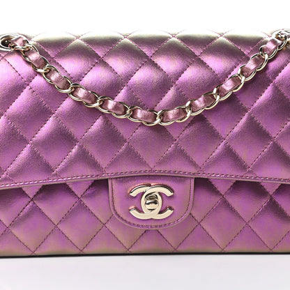 Chanel Iridescent Lambskin Quilted Medium Double Flap Purple 8 of 11