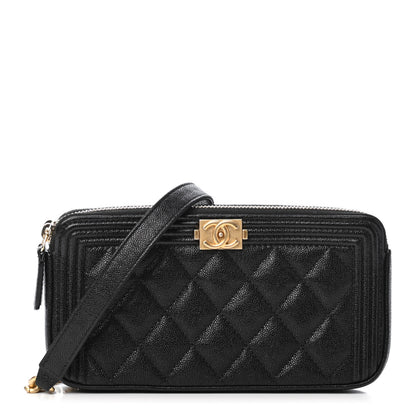 Chanel Caviar Quilted Small Boy Clutch With Chain Black 1 of 5