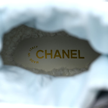 Chanel Suede Nylon Lace Up Snow Boots 37 Grey Blue 8 of 9