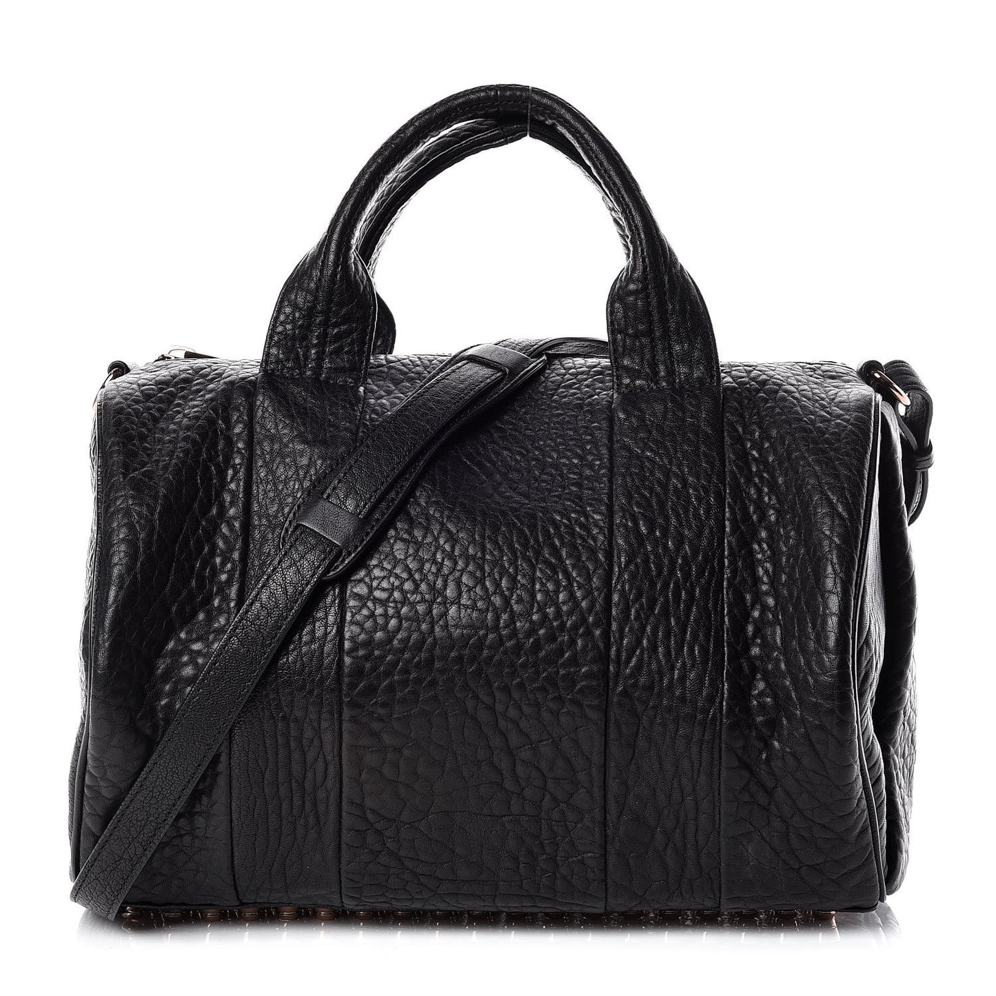 Pebbled Lambskin Rocco Black Rose Gold Hardware