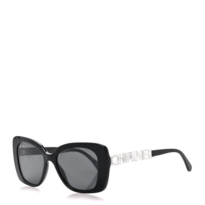 Chanel Acetate Strass Square Sunglasses 5422-B Black White 1 of 8