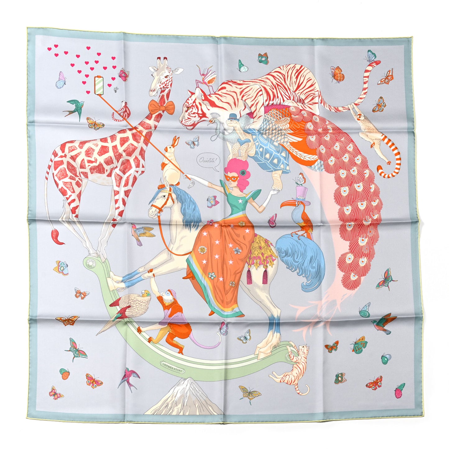 Silk Story 90 Scarf Bleu Glacier Rose Multicolor