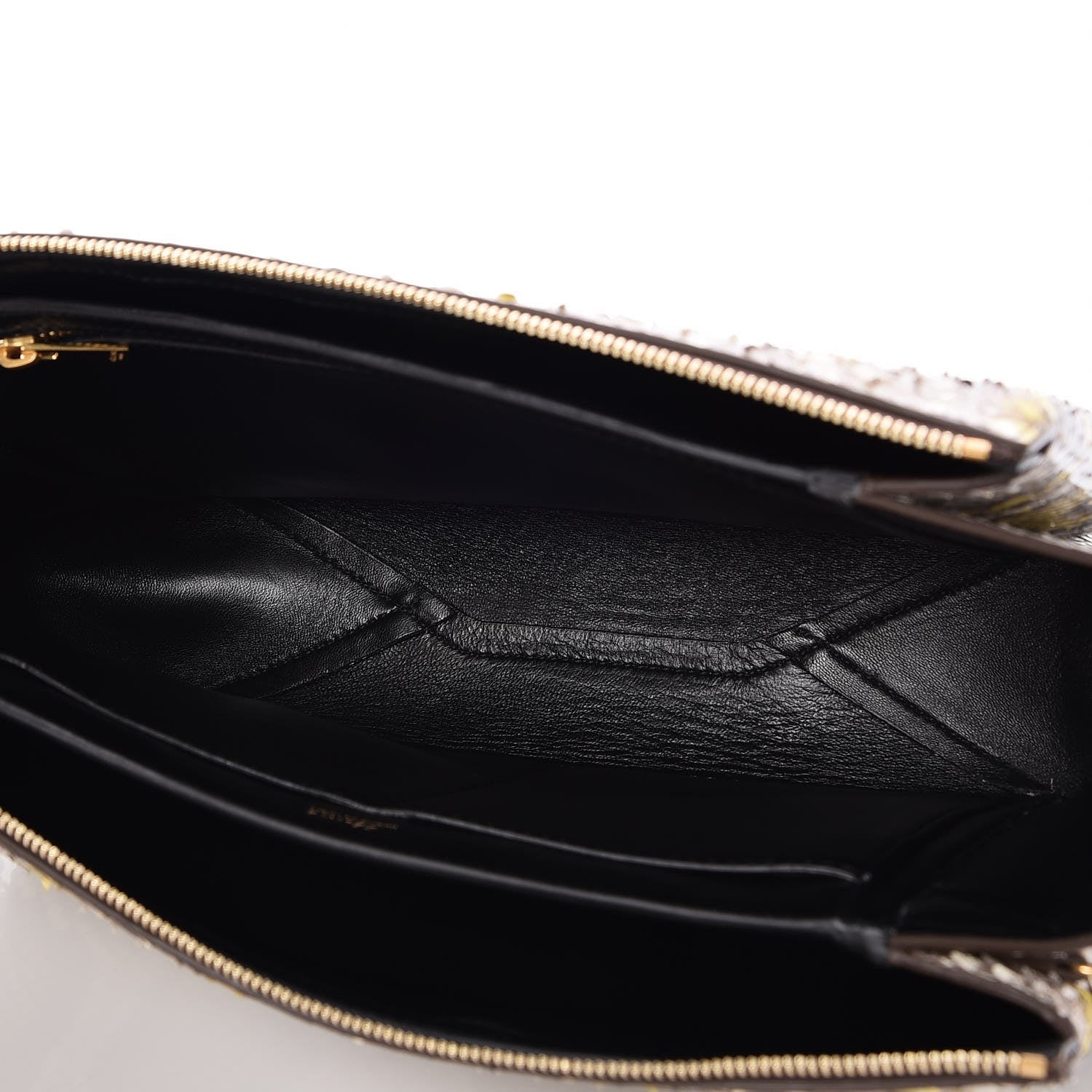 Celine Python Painted Tri-Fold Clutch on Chain Yellow 5 of 6