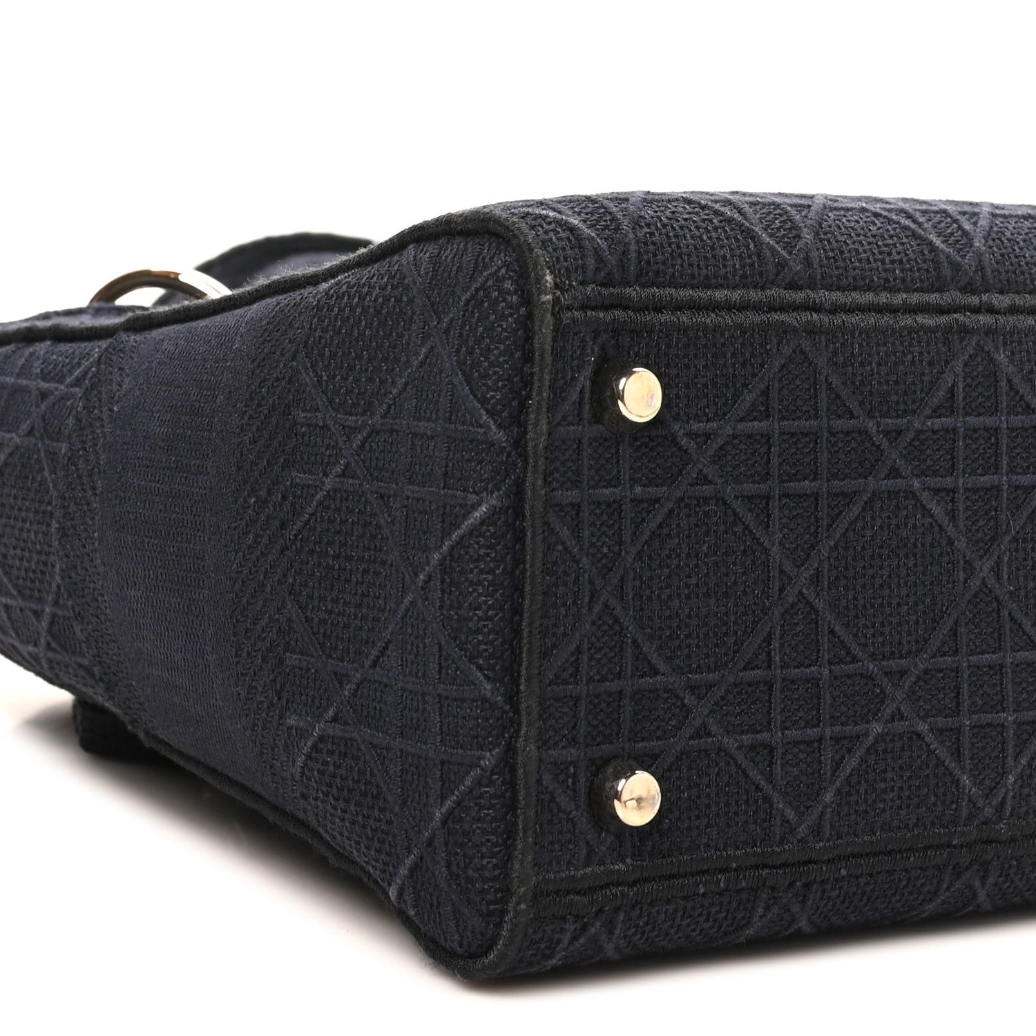 Christian Dior Canvas Embroidered Cannage Medium Lady D-Lite Navy 8 of 9