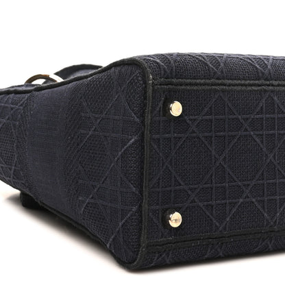 Christian Dior Canvas Embroidered Cannage Medium Lady D-Lite Navy 8 of 9