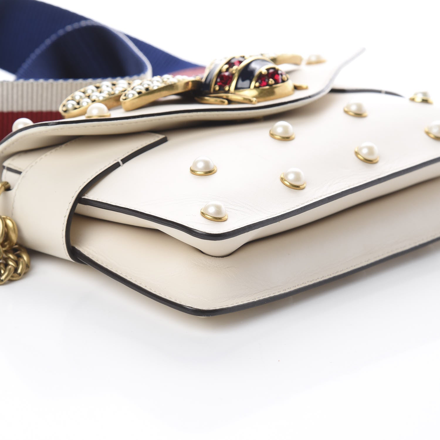 Gucci Nappa Pearl Studded Mini Queen Margaret Broadway Shoulder Bag Mystic White 5 of 7