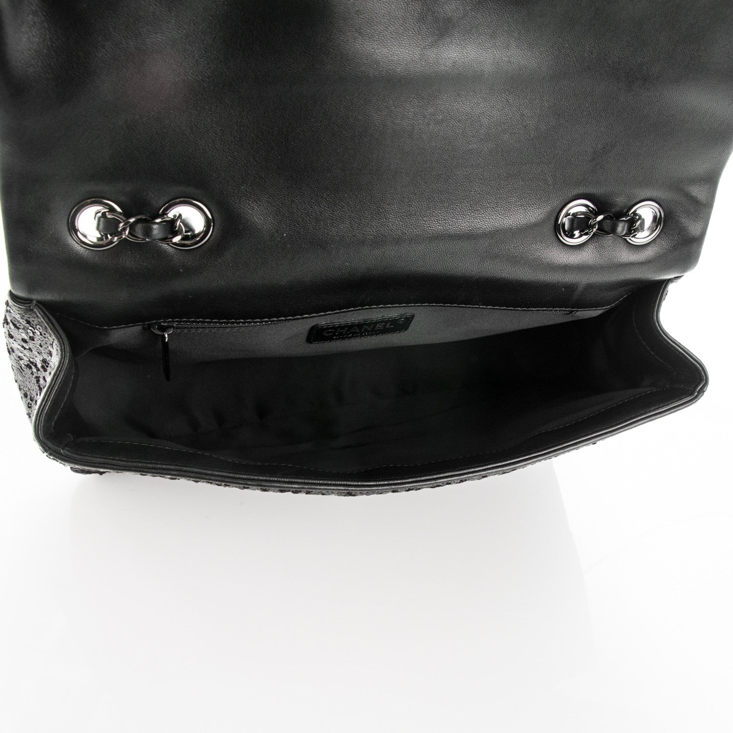 Chanel Sequin Lambskin Jumbo Moonlight on Water Flap Black 5 of 8