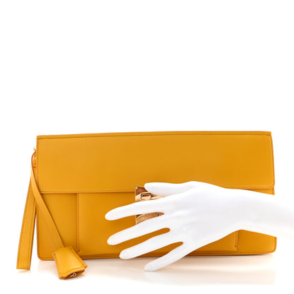 Salvatore Ferragamo Smooth Calfskin Gancini Clutch Yellow 2 of 5