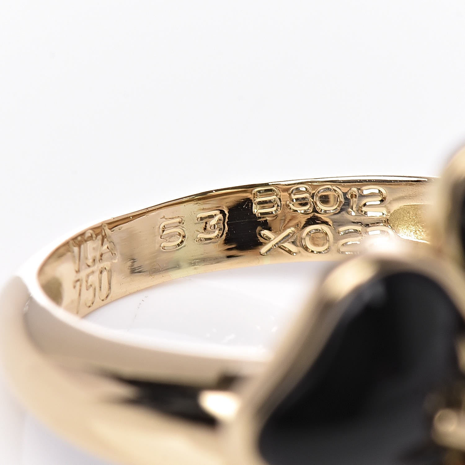 Van Cleef & Arpels 18K Yellow Gold Diamond Black Onyx Nerval Ring 53 6.25 7 of 7