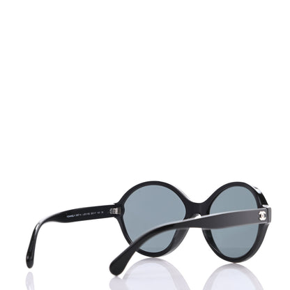 Chanel Acetate Mirrored Round Sunglasses 5837 Black 4 of 8
