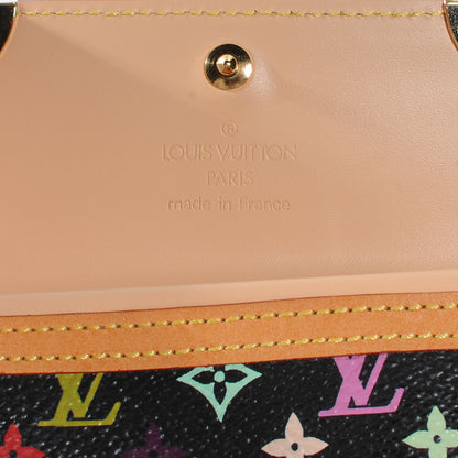 Louis Vuitton Monogram Multicolor Porte-Monnaie Plat Coin Purse Black 7 of 7