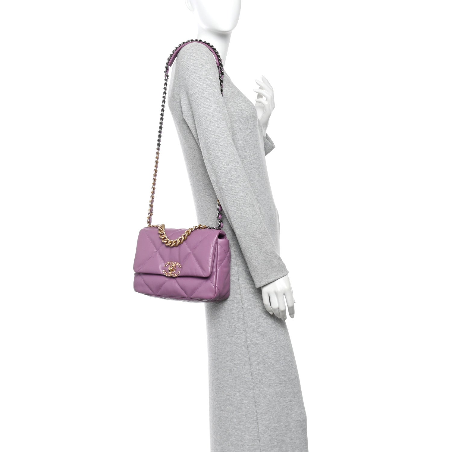 Chanel Goatskin Quilted Medium Chanel 19 Flap Violet Purple 2 of 10