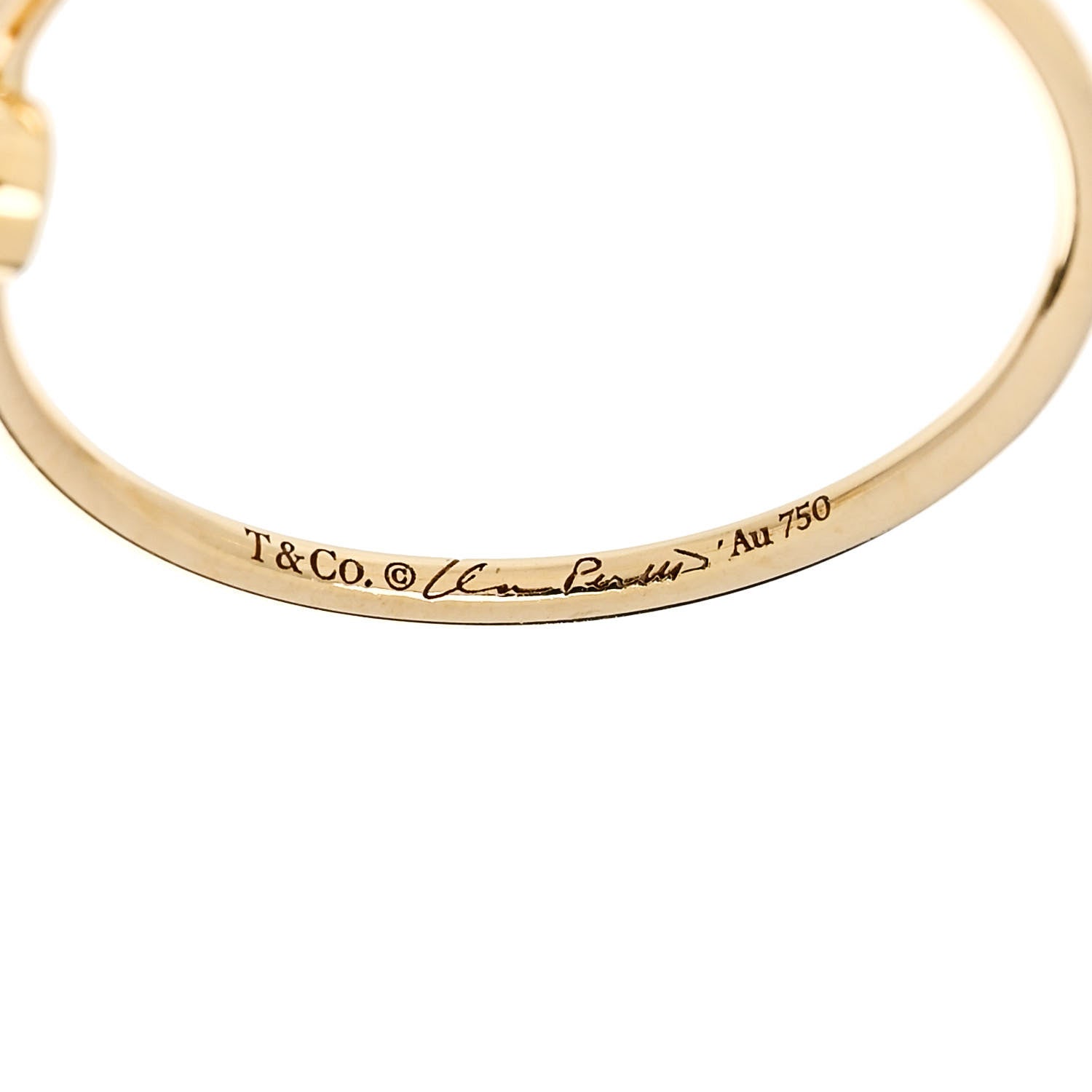 Tiffany 18K Yellow Gold Diamond Elsa Peretti Hoop Ring 56 7.5 4 of 5
