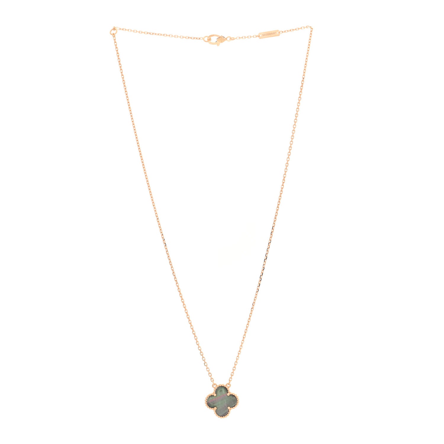 Van Cleef & Arpels 18K Rose Gold Gray Mother of Pearl Vintage Alhambra Pendant Necklace 3 of 5