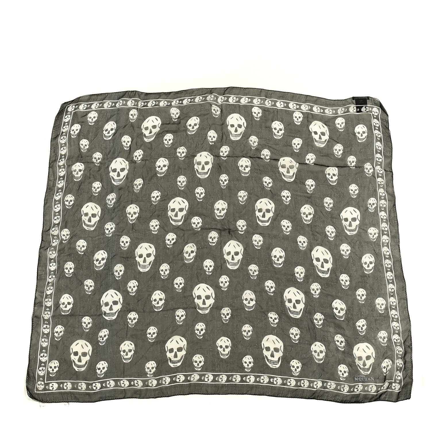 Alexander McQueen Silk Chiffon Skull Scarf Black Ivory 1 of 3