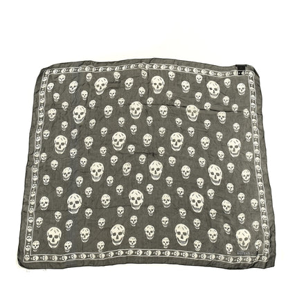 Alexander McQueen Silk Chiffon Skull Scarf Black Ivory 1 of 3