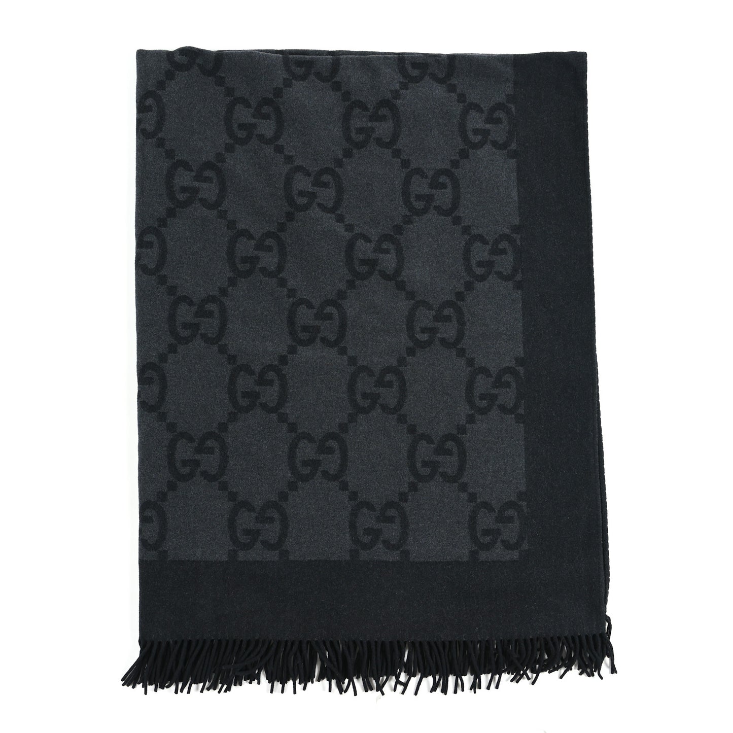 Wool Cashmere GG Monogram Blanket Black Grey