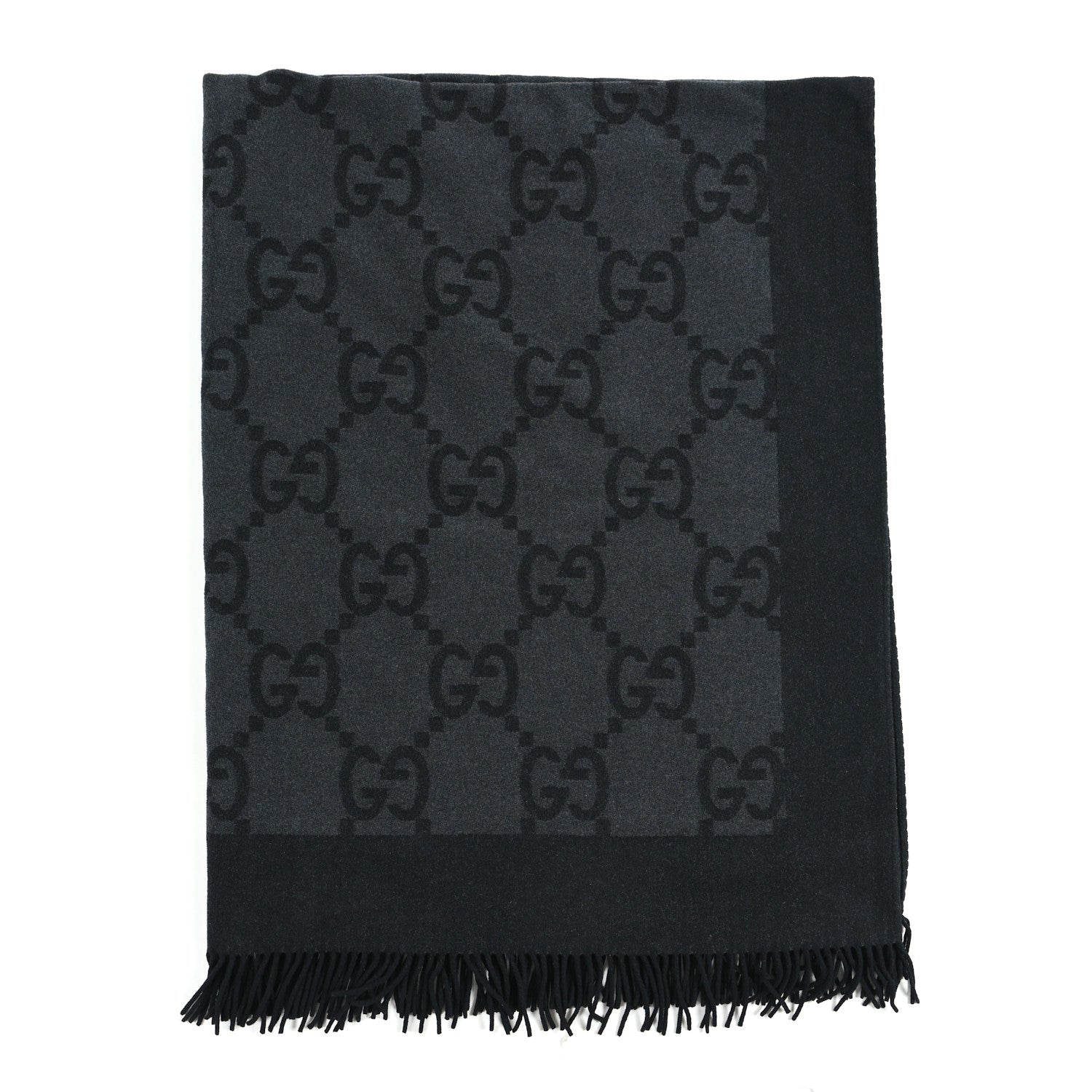 Gucci Wool Cashmere GG Monogram Blanket Black Grey 1 of 3